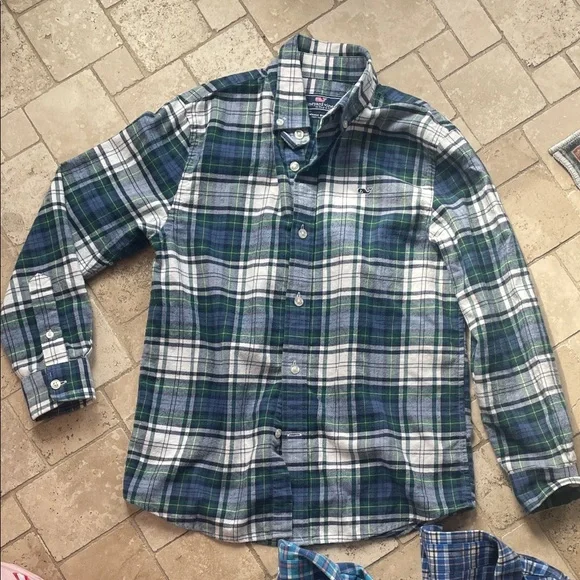 BUNDLE Vineyard Vines FOUR Flannel Shirts Small Plaid Shirt Collection 8-10 Tops - Picture 13 of 15